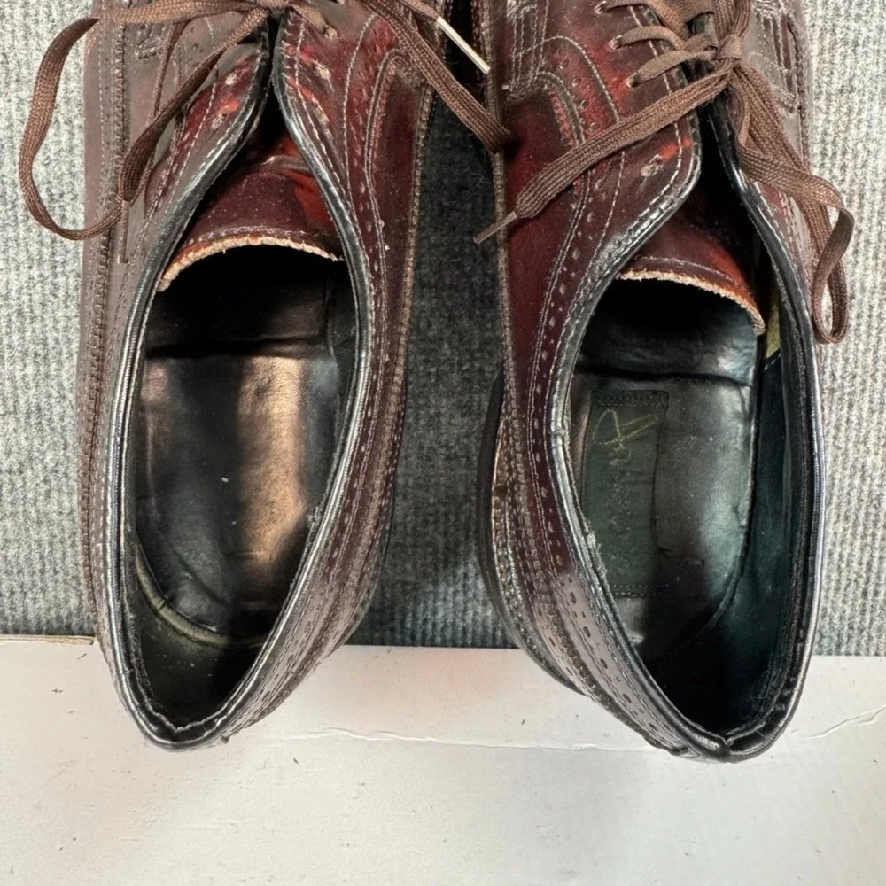 Vintage Florsheim Imperial Kenmoor Burgundy Wingtip Longwing Blucher Shoes 8